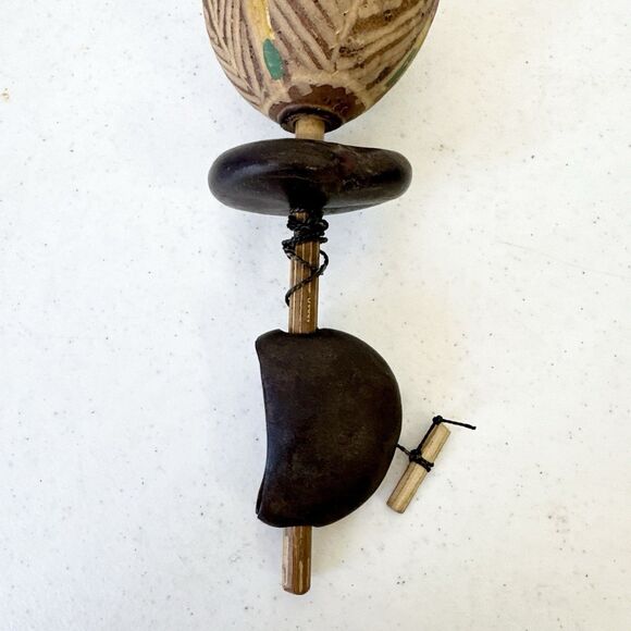 Calabash Shaker & Yo Yo. Wood Toy Decor pull string spinning noise maker - Picture 6 of 6